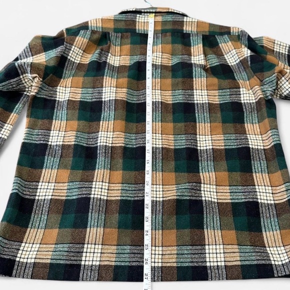 Vtg Pendleton Wool Flannel M Green Brown Plaid Loop Collar Heritage Americana 70 - Picture 6 of 6